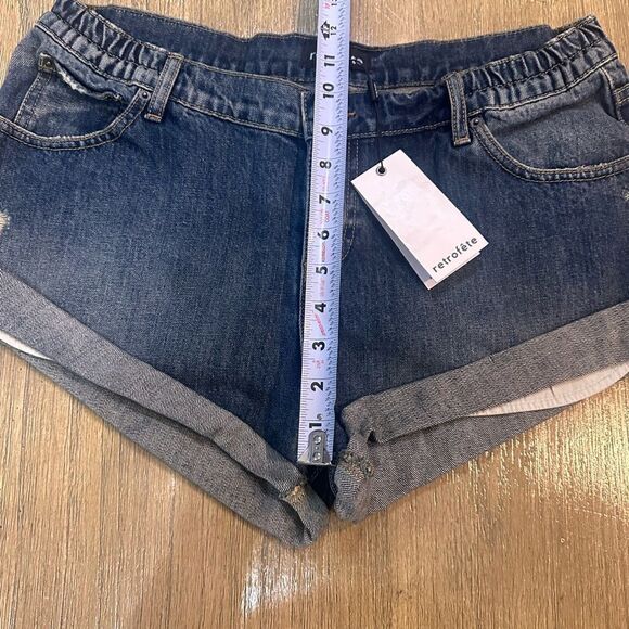Retrofete Mallory Cuff Denim‎ Shorts Elastic Back Waist size 31 - Picture 7 of 15